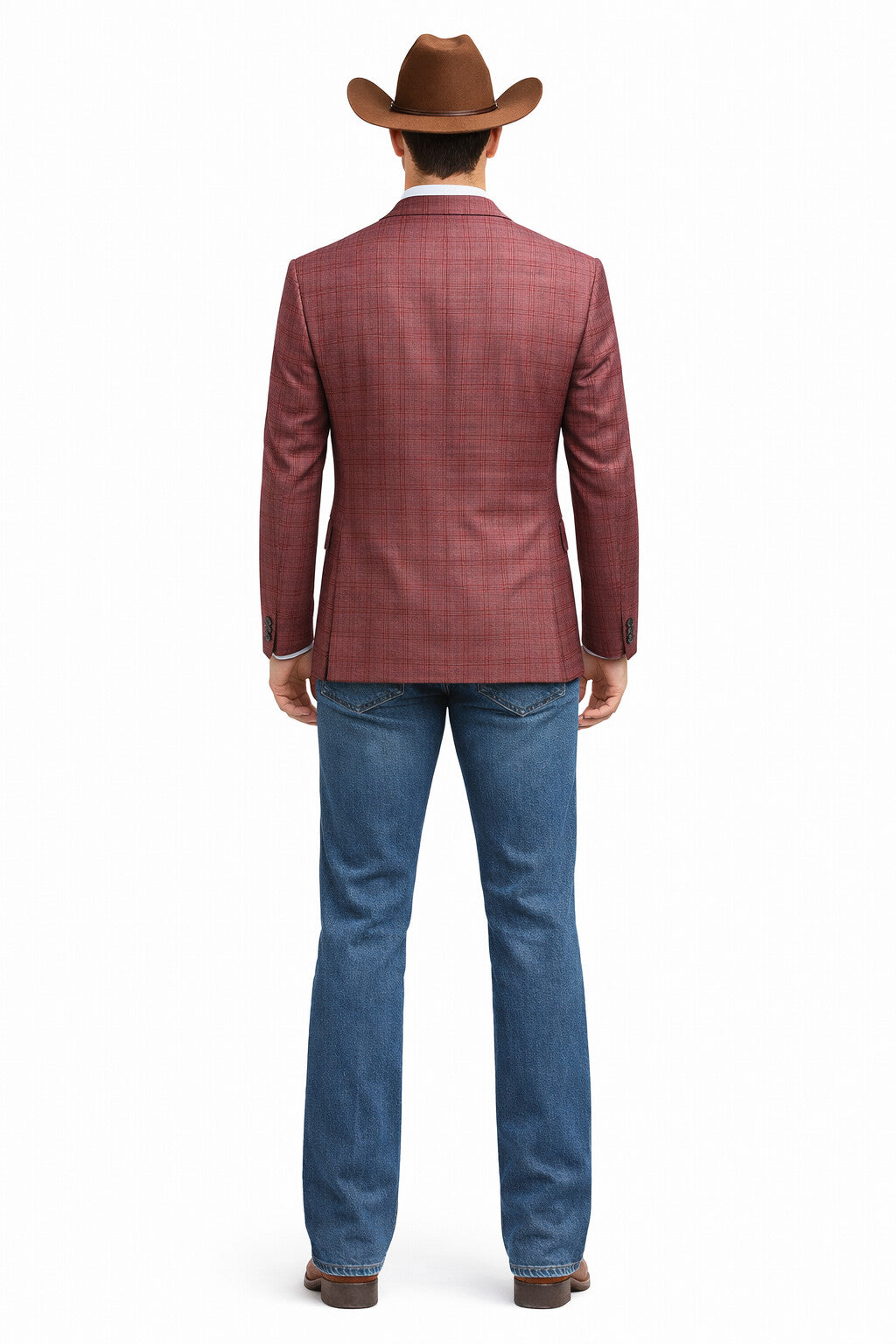 Saco vaquero - Western Sport Coat - Western Blazer  - Men's Two Button Regular Fit Windowpane Mauve Plaid Sport Coat Blazer