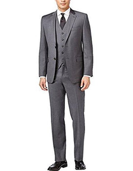 Groomsmen Suits Slim Skinny European fit Vested 3 Pieces Medium Gray Side Vented Suit