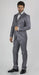 Slim Fit Suit - Fitted Suit Men's Medium Grey 2 Button Sharkskin Shiny Vested 3 Piece Dress Suits for Men