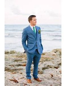 Men'S Blue Two Buttons Beach Weddings Attire Suits