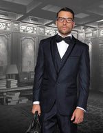 Men'S Slim Fit Suit - Fitted Suit - Skinny Suit Men'S Blue Two Toned Black Lapel Tuxedo Formal Suits