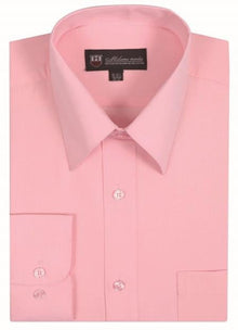 Classic Fit Plain Solid Color Traditional Pink Men's Dress Shirt