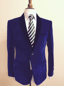 Men'S Velvet ~ Velour Fabric Dinner Black Lapeled Fashion Tuxedo For Men