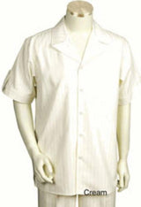 Men's Short Sleeve Soft Polyester Fabric Mens Walking Outfit Leisure Casual Suit