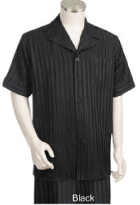 Men's Silky Soft Polyester Short Sleeve Two Piece Mens Walking Outfit