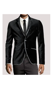 Men New Luxury PartyWear Black Velvet 2 Button Wedding Tuxedo