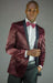 Men'S 2 Button Black And Burgundy ~ Wine ~ Maroon Color Velvet Slim Fit Tuxedo Jacket / Velour Men'S Blazer
