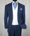 Men'S 2 Button Chalk Bold Stripe ~ Pinstripe Blue Shawl Collar 1920'S 30'S Fashion Vintage Patterns No Vest Included Suit