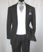 Men'S Black 2 Buttons Chalk Bold Stripe ~ Pinstripes Double Breasted Shawl Collar 1920'S 30'S Fashion Vintage Pattern No Vest Included Suit