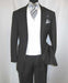Men'S Black 2 Button Chalk Bold Stripe ~ Pinstripe Double Breasted Shawl Collar 1920'S 30'S Fashion Vintage Pattern No Vest Included Suit