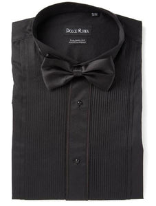 Men'S Black 55% Cotton Tuxedo Shirt