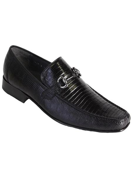 Los Altos Navy Genuine Teju Lizard Skin Slip-On Loafers main image 1