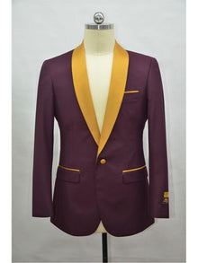 Men'S Blazer Burgundy ~ Gold Tuxedo Dinner Jacket And Blazer Two Toned