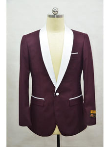 Men'S Blazer Burgundy ~ White Tuxedo Dinner Jacket And Blazer Two Toned
