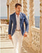 Men'S Blue One Chest Pocket Beach Wedding Attire Suit