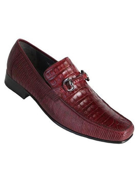 Men'S Burgundy Genuine Caiman Belly And Lizard Slip On By Los Altos