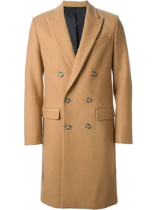 Men'S Camel~Khaki 44Inch Long Double Breasted Overcoat Winter Men'S Topcoat Sale