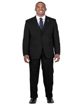 Men'S Charcoal Big And Tall Grey Pinstripe Vested Suit