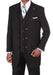 Men'S Classic Bold Chalk Gangster Stripe 3 Button Pinstripe Suits W/Vest Black With White Stitching - Three Piece Suit