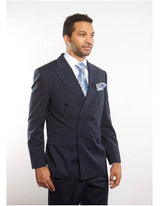 Men'S Dark Navy Blue Suit For Men Peak Lapel Double Breasted Suits Button Closure Suit