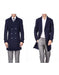 Men'S Double Breasted Navy Front Button Men'S Carcoat - Car Coat Mid Length Three Quarter Length Coat