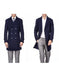 Men'S Double Breasted Navy Front Button Men'S Carcoat - Car Coat Mid Length Three Quarter Length Coat