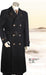 Men'S Dress Coat Double Breasted Overcoat Denim Jean Fabric Belted Full Length