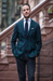 Men'S Green And Blue Tartan Plaid Window Pane Checkered Suit With Matching Vest