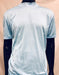 Men'S Light Blue Rayon Material Stripe Mock Neck Shirt