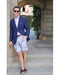 Men'S Navy Blue Flap Two Pockets Beach Wedding Attire Suit