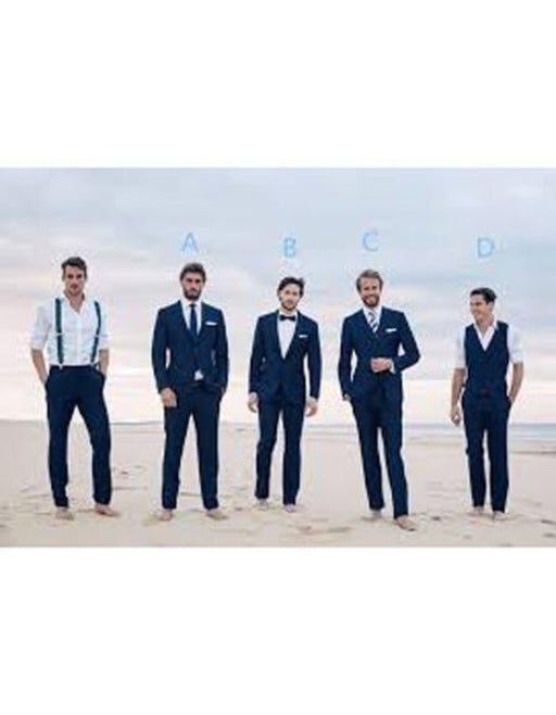 Men'S Navy Blue Two Buttons Beach Wedding Attires Suit