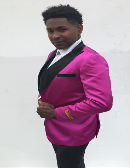 Men's Peak Label Pink and Black Suit Pink and Black / 52 Long Jacket Men's Peak Label Pink and Black Suit Pink and Black / 52 Long Jacket