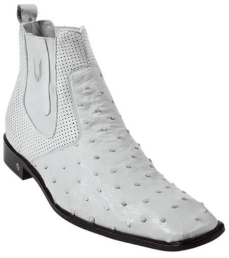 Men'S Short Boots Men'S Genuine White Full Quill Ostrich Dress Boot Ankle Dress Style For Man