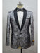 Men'S Silver - Black Four Butoon Cuff Shawl Lapel Tuxedo