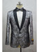 Men'S Silver - Black Four Butoon Cuff Shawl Lapel Tuxedo