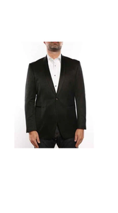 Men'S 1 Button Shawl Collar Textured Tuxedo Slim Fit Blazer Black