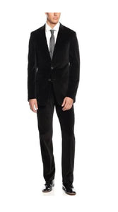 Men'S Black 100% Cotton Velvet Suit On Sale