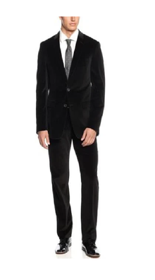 Men'S Black 100% Cotton Velvet Suit On Sale