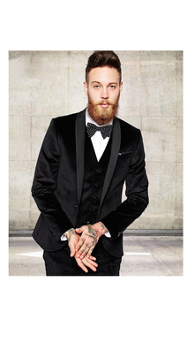 Men'S Black 1 Button Velvet Slim Fit Casual Blazer On Sale