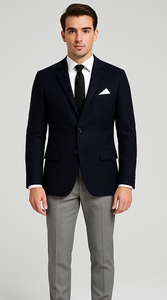 Men'S Black Stylish Casual Tailored Double Breast Velvet - Slim Fitted