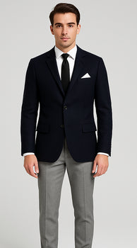 Men'S Black Stylish Casual Tailored Double Breast Velvet - Slim Fitted