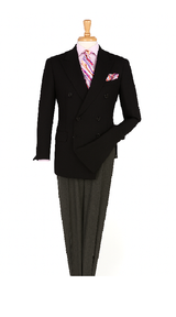 Men'S Double Breasted Suits Jacket Blazer Sportcoat Black Jacket