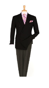 Men'S Double Breasted Suits Jacket Blazer Sportcoat Black Jacket