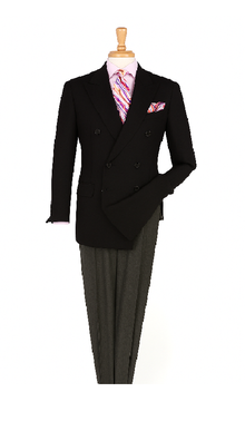 Men'S Double Breasted Suits Jacket Blazer Sportcoat Black Jacket