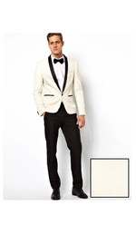 Men'S Ivory ~ Cream ~ Off / Black Lapel White Shawl Collar Dinner Jacket / Blazer Black Trouser Fashion Tuxedo For Men