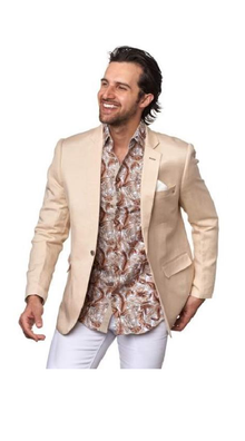 Men'S Linen Blazer - Beige