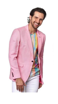Men'S Linen Blazer - Pink
