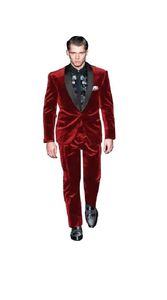 Men'S Maroon Suit Shawl Lapel Men'S Velvet Suit Fabric Shawl Collar Tuxedo