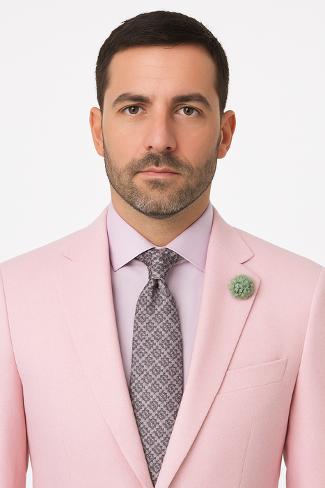 Men'S Pink Suit White Stripe ~ Pinstripe Seersucker Sear Sucker 2 Button Suit