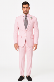 Men'S Pink Suit White Stripe ~ Pinstripe Seersucker Sear Sucker 2 Button Suit